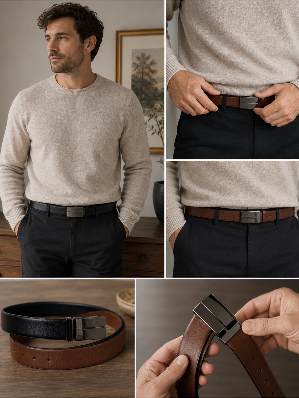 Men's Black & Brown Reversible Belt